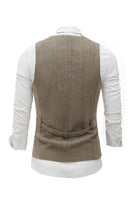 Laden Sie das Bild in den Galerie-Viewer, Khaki Shawl Revers Herrenweste mit 5-teiligem Zubehör-Set