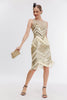 Laden Sie das Bild in den Galerie-Viewer, Champagner Glitzer Fransen Gatsby-Kleid mit Accessoires Set