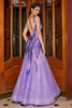 Laden Sie das Bild in den Galerie-Viewer, Glitzerndes lila Meerjungfrauen langes Ballkleid mit Accessoire