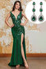 Laden Sie das Bild in den Galerie-Viewer, Glitzerndes dunkelgrünes Meerjungfrauen Ballkleid mit Accessoire