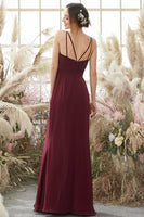 Laden Sie das Bild in den Galerie-Viewer, Burgundy Chiffon Brautjungfernkleid