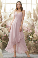 Laden Sie das Bild in den Galerie-Viewer, Blush Hoch Niedrig Chiffon Brautjungfernkleid