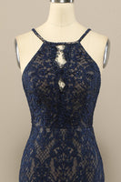 Laden Sie das Bild in den Galerie-Viewer, Marine Mermaid Spitze Langes Ballkleid