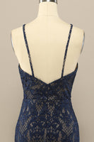 Laden Sie das Bild in den Galerie-Viewer, Marine Mermaid Spitze Langes Ballkleid