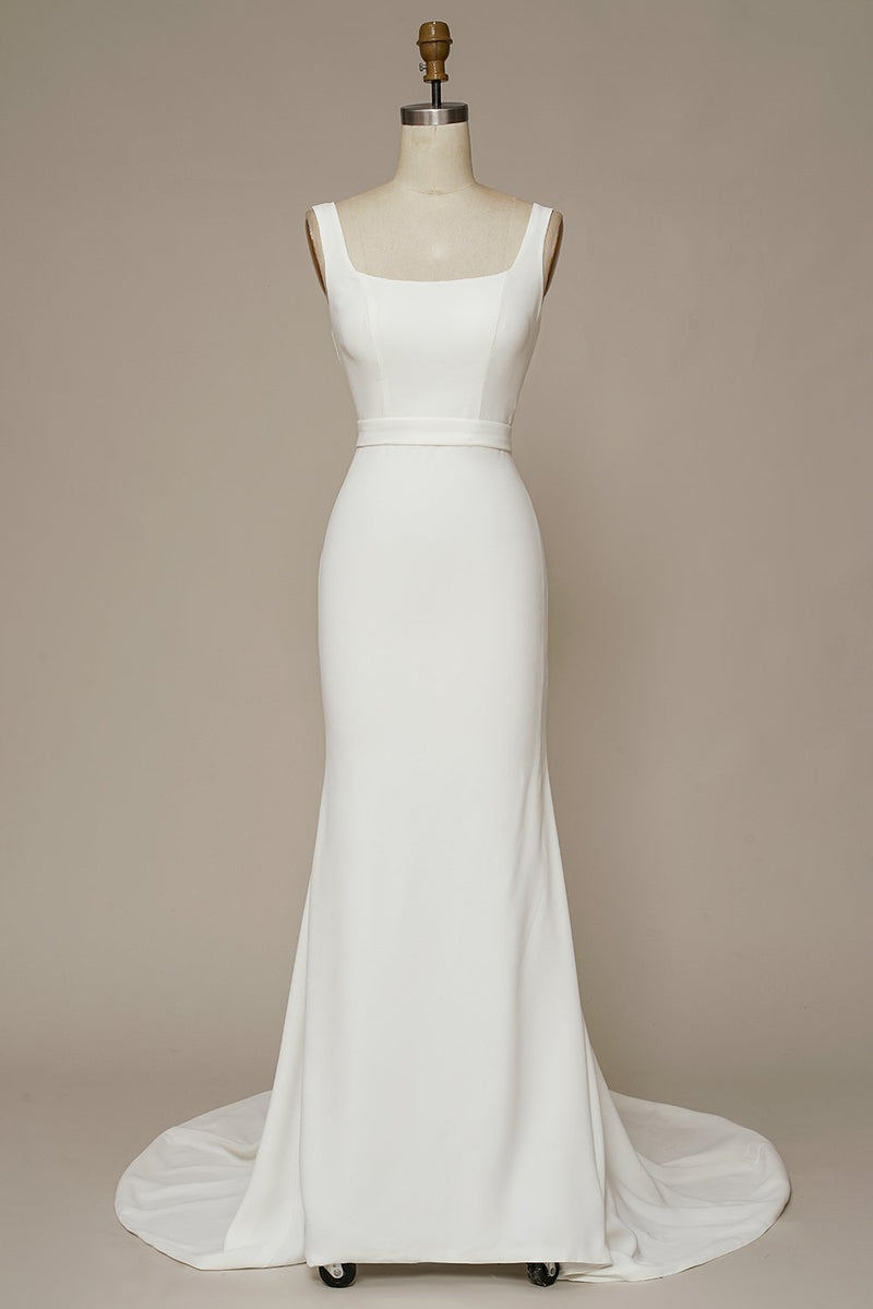 Laden Sie das Bild in den Galerie-Viewer, Meerjungfrau Quadrat Hals Hochzeitskleid