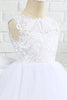 Laden Sie das Bild in den Galerie-Viewer, Weißes ärmelloses Blumenmädchenkleid mit Schleife