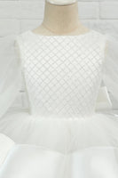 Laden Sie das Bild in den Galerie-Viewer, Elfenbein Lange Ärmel Blumenmädchen Kleid