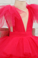 Laden Sie das Bild in den Galerie-Viewer, Fuchsia Tüll Blumenmädchen Kleid mit Pailletten Schleife