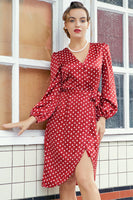 Laden Sie das Bild in den Galerie-Viewer, Burgundy Polka Dots Freizeitkleid