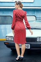 Laden Sie das Bild in den Galerie-Viewer, Burgundy Polka Dots Freizeitkleid