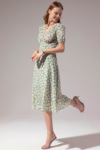 1950er Polka Dots Elfenbein Kleid