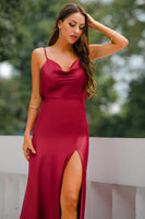 Laden Sie das Bild in den Galerie-Viewer, Mermaid Burgundy Langes Ballkleid
