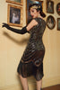 Laden Sie das Bild in den Galerie-Viewer, Schwarzes Gatsby Glitzer Fransen 1920er Jahre Flapper Kleid