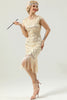 Laden Sie das Bild in den Galerie-Viewer, Champagner Paillette Franse 1920er Charleston Kleid