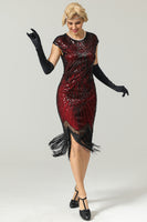 Laden Sie das Bild in den Galerie-Viewer, Burgundy Gatsby Glitzer Fringe 1920er Kleid