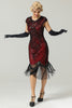 Laden Sie das Bild in den Galerie-Viewer, Burgundy Gatsby Glitzer Fringe 1920er Kleid