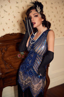 Laden Sie das Bild in den Galerie-Viewer, Königsblau Glitter Fransen Gatsby 1920er Jahre Flapper Kleid