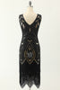 Laden Sie das Bild in den Galerie-Viewer, Dunkelgrün Strass Glitzer Franse 1920er Flapper Kleid
