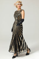 Laden Sie das Bild in den Galerie-Viewer, Gold Mermaid 1920er Pailletten Flapper Kleid