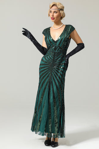 Grün Mermaid 1920er Pailletten Flapper Kleid