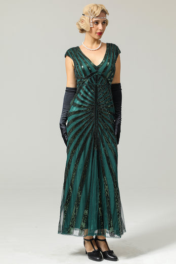 Grün Mermaid 1920er Pailletten Flapper Kleid