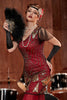Laden Sie das Bild in den Galerie-Viewer, Burgund lange 1920er Jahre Pailletten Flapper Formal Kleid