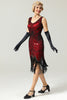 Laden Sie das Bild in den Galerie-Viewer, Rot und Schwarz Tiefer V-Ausschnitt Flapper 1920er Kleid