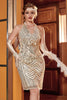 Laden Sie das Bild in den Galerie-Viewer, Gold V Hals Gatsby Kleid
