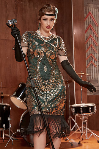 Rundhals Pailletten 1920er Jahre Kleid