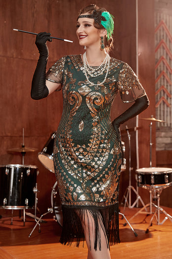Rundhals Pailletten 1920er Jahre Kleid