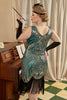 Laden Sie das Bild in den Galerie-Viewer, Übergröße 1920er Gatsby Pailletten Fransen Aprikose Flapper Kleid