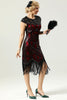 Laden Sie das Bild in den Galerie-Viewer, Burgunder Pailletten 1920er Jahre Kleid mit Quaste