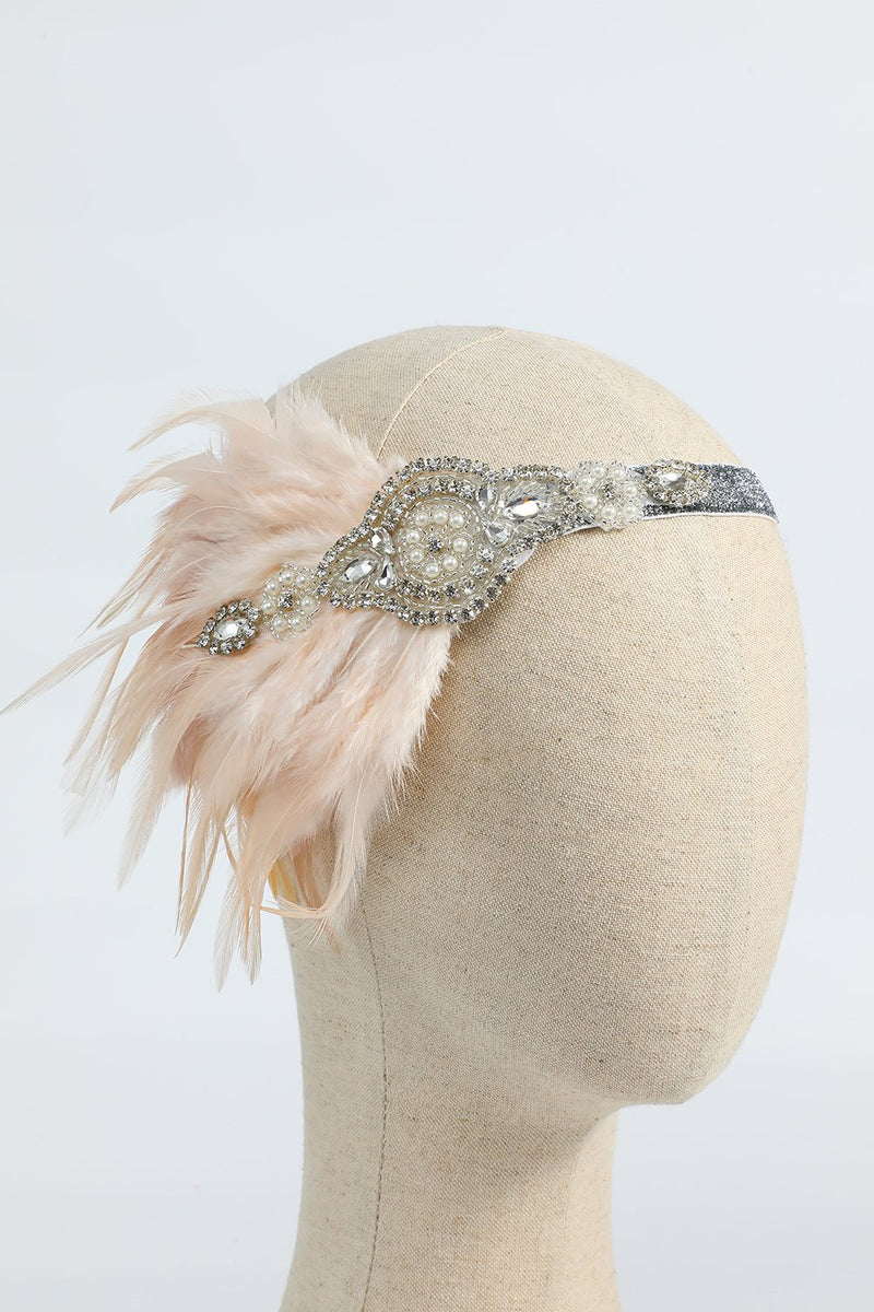 1920er Jahre Stirnband – Pailletten & Feder-Deko – Flapper, Gatsby, Charleston Kostüm – Einheitsgröße, Elastisch – Lila