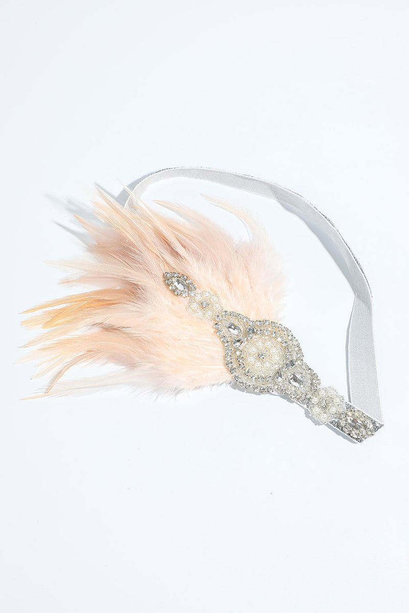 Laden Sie das Bild in den Galerie-Viewer, Rouge 1920er Jahre Perlen Pailletten Stirnband mit Feder