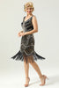 Laden Sie das Bild in den Galerie-Viewer, Schwarz Tiefer V-Ausschnitt Flapper 1920er Kleid