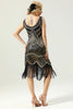 Laden Sie das Bild in den Galerie-Viewer, Schwarz Tiefer V-Ausschnitt Flapper 1920er Kleid