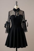 Laden Sie das Bild in den Galerie-Viewer, Schwarz Halloween Vintage Kleid