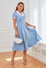 Laden Sie das Bild in den Galerie-Viewer, Blaue 1950er Jahre Swing Kleid mit Taschen