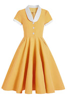 Laden Sie das Bild in den Galerie-Viewer, Blaue 1950er Jahre Swing Kleid mit Taschen