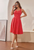 Laden Sie das Bild in den Galerie-Viewer, Neckholder Polka Dots Rotes Kleid aus den 1950er Jahren