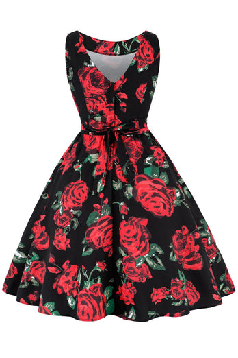 Vintage Hepburn Style Bedrucktes Kleid