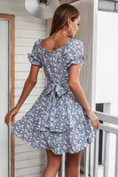Laden Sie das Bild in den Galerie-Viewer, Blaues florales Sommer Boho Kleid