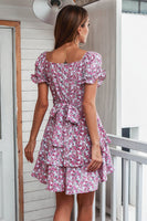 Laden Sie das Bild in den Galerie-Viewer, Blaues florales Sommer Boho Kleid