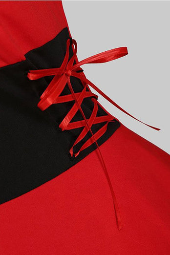 Rotes Vintage Weihnachtskleid mit Feder