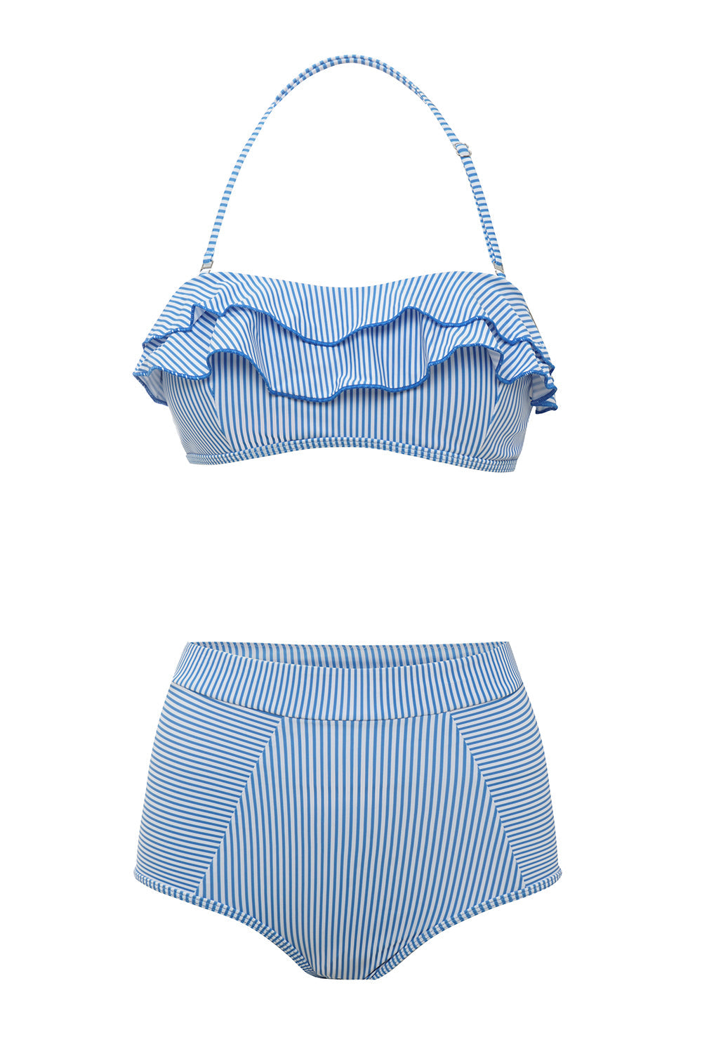 Blaue Streifen zweiteiliger Bikini