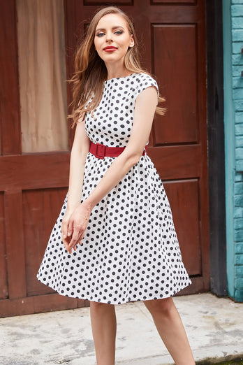 Hepburn Style Polka Dots Retro Kleid