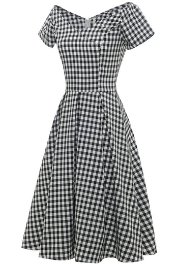 Schwarz-Weiß Vintage Kleid aus den 1950er Jahren