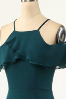 Laden Sie das Bild in den Galerie-Viewer, Grünes Kalte Schulter Abschlussballkleid