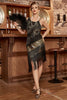 Laden Sie das Bild in den Galerie-Viewer, Schwarzes Fransen Pailletten Gatsby Kleid aus den 1920er Jahren