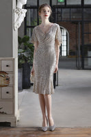 Laden Sie das Bild in den Galerie-Viewer, Burgund Midi Pailletten Partykleid